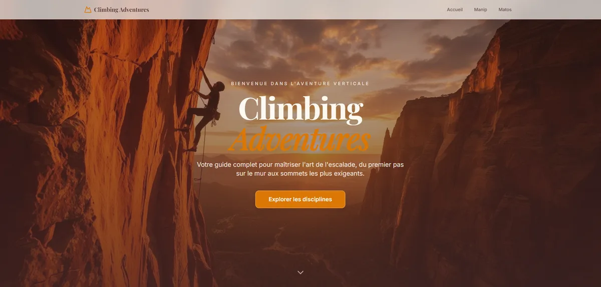 Site vitrine livré pour Climbing Adventures